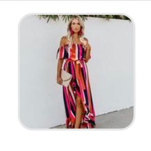 Off shoulder belt maxi dress